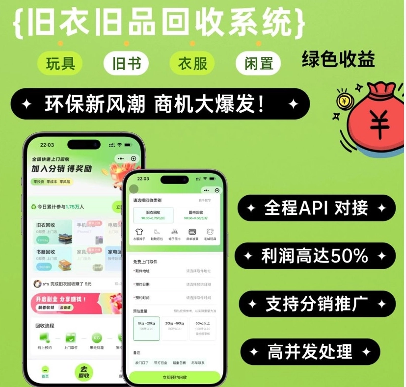 旧物旧品回收系统源码 go语言版 具备高稳定性与低维护成本-草莓源码网