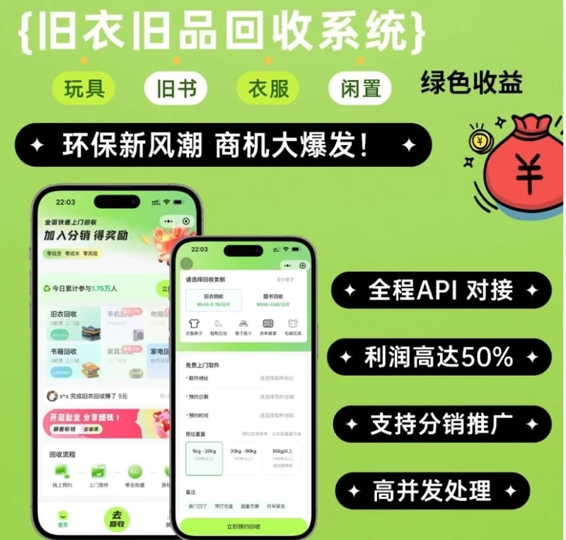旧物旧品回收系统源码 go语言版 具备高稳定性与低维护成本-草莓源码网
